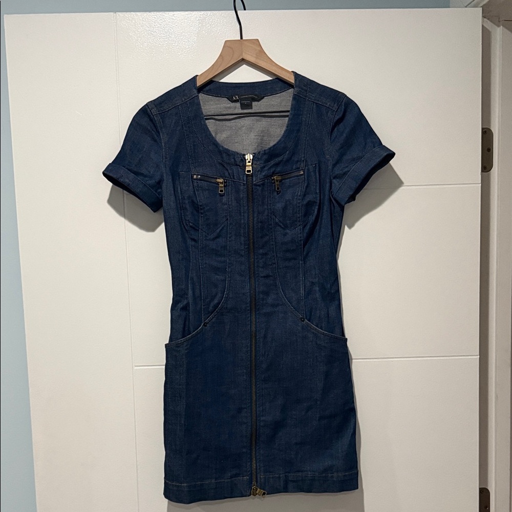 90s Armani Exchange Zip Denim Dress